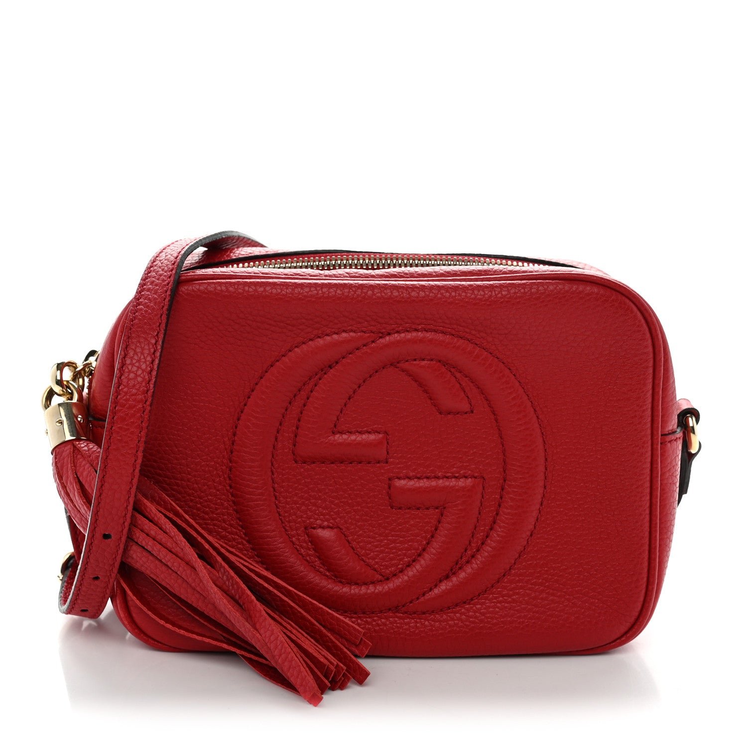 Gucci Pebbled Calfskin Small Soho Disco Bag Vibrant Red