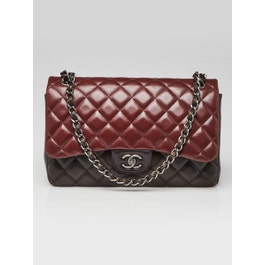 Chanel Chanel Tri-Color Quilted Lambskin Leather Paris-Edinburgh Classic Jumbo Double Flap Bag