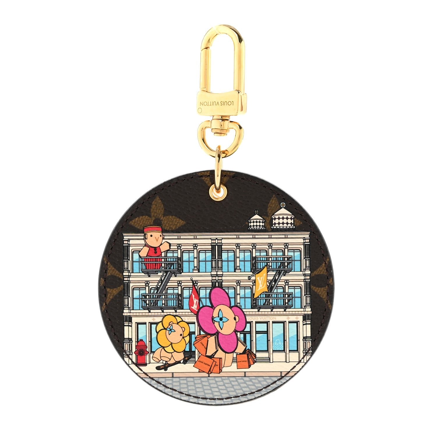 Louis Vuitton Monogram 2022 Christmas Animation New York Soho Bag Charm Key Ring Yellow