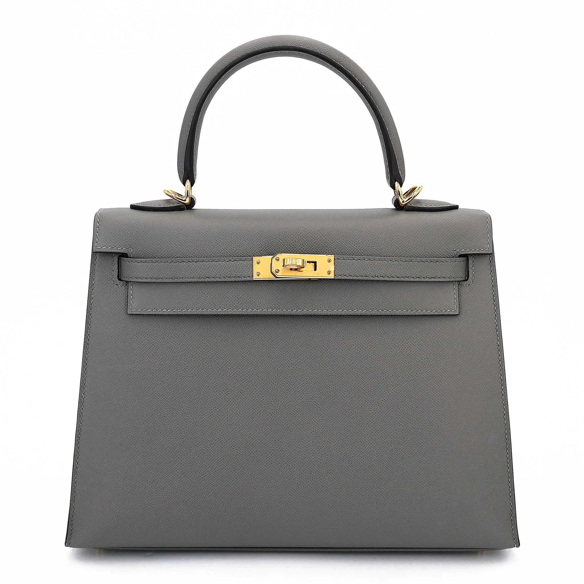 Excellent ( Rank SA ) HERMÈS Kelly 25 Sellier Gris Meyer (0L) Madame Gold hardware B (2023)