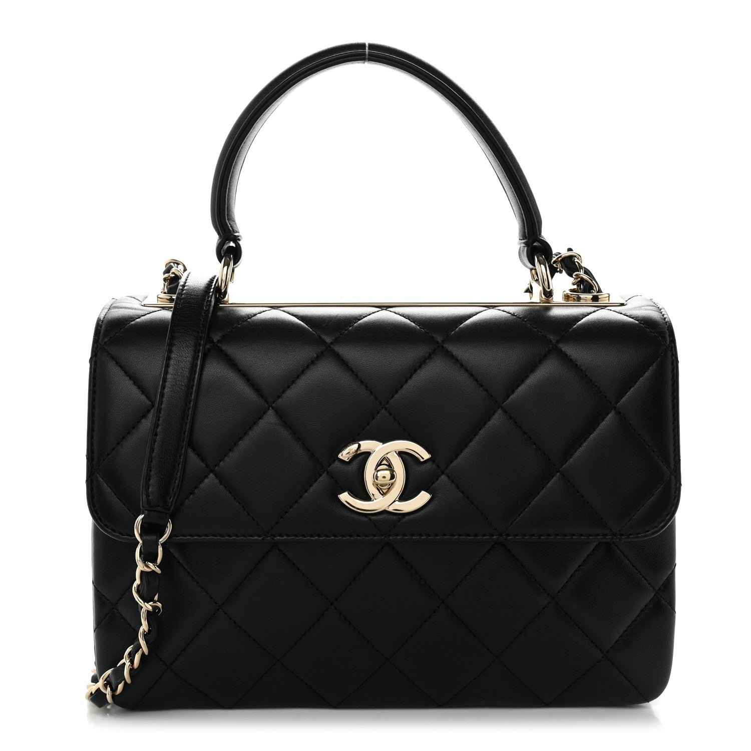 Chanel Lambskin Quilted Small Trendy CC Dual Handle Flap Bag Black