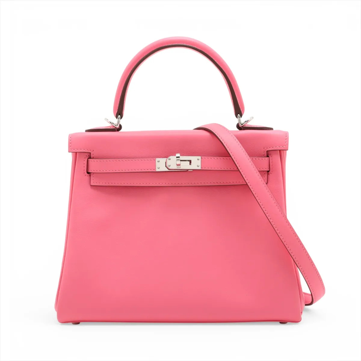 Hermès Kelly 25 Le Tournay Veau Swift Rose Azalee Silver Metal Fittings