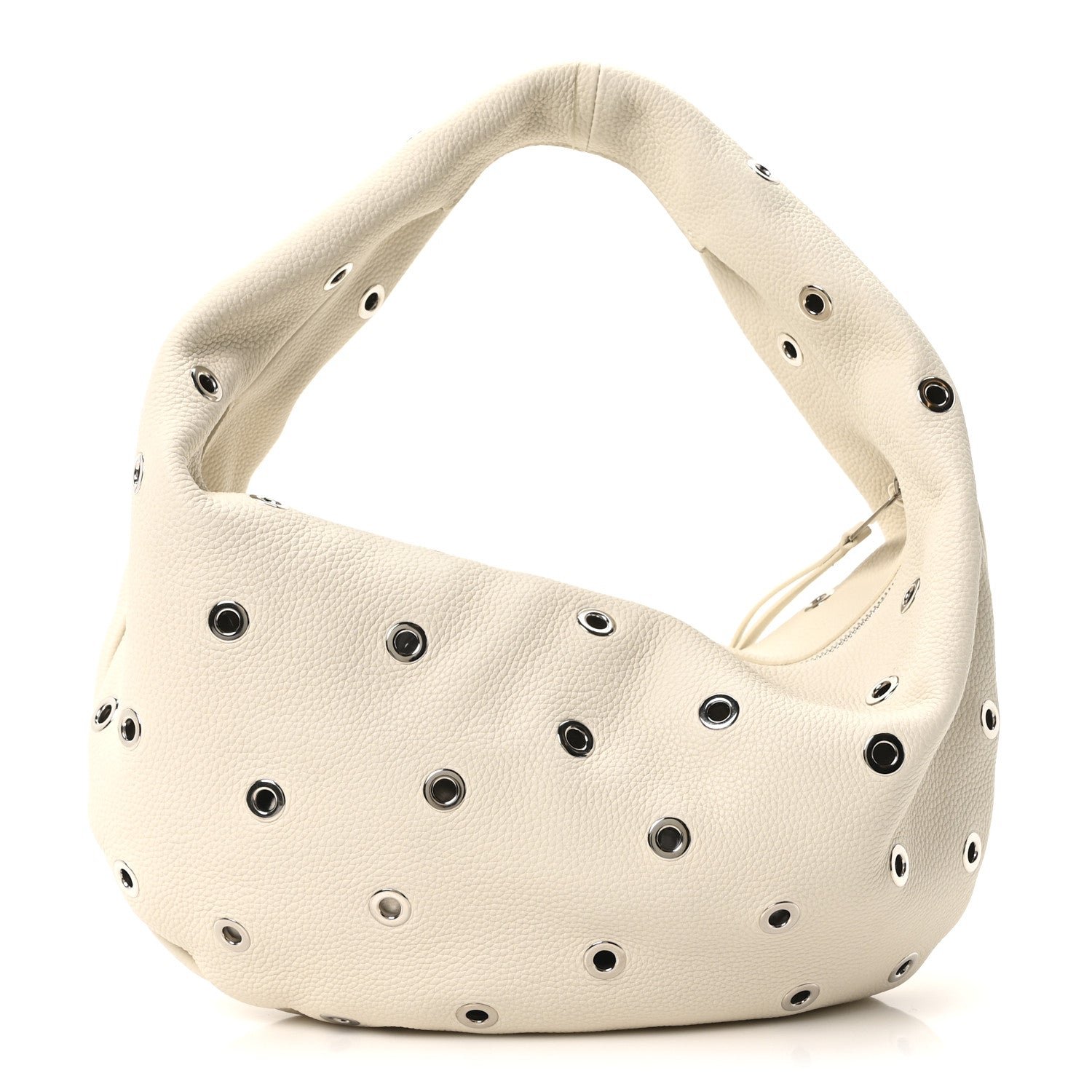 Khaite Khaite Pebbled Calfskin Grommet Medium Olivia Hobo Dark Ivory