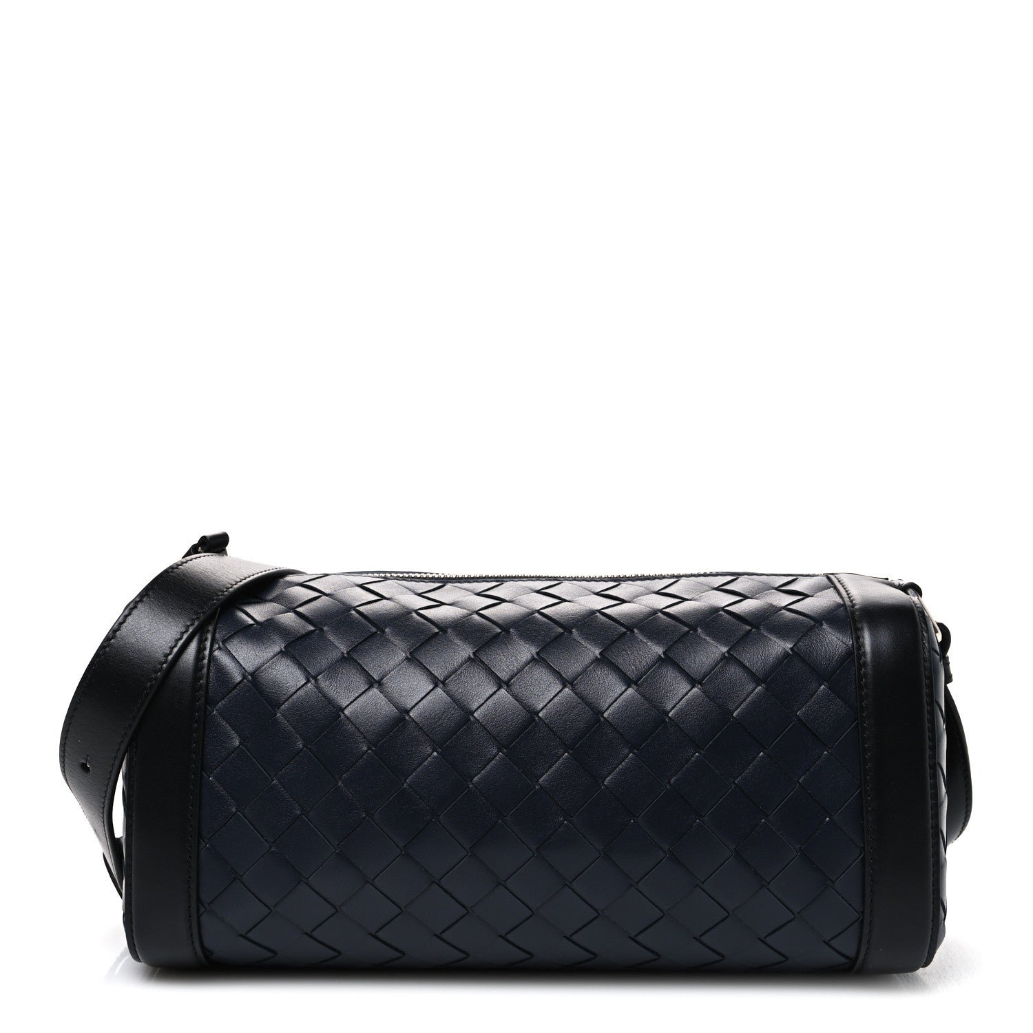 Bottega Veneta Lambskin Intrecciato Brick Messenger Bag Navy Black