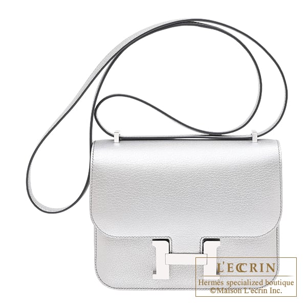 Hermes Constance mini Mirror Argent Chevre chamkila goatskin Silver hardware