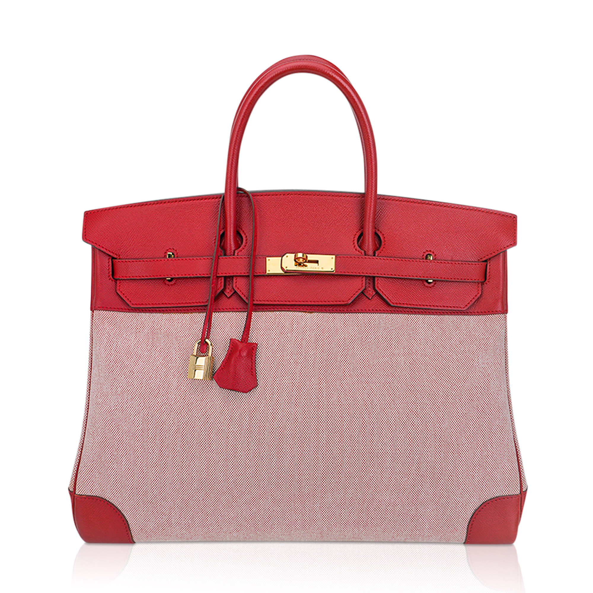 Hermes Hermes Birkin 40 Rouge Vif Vintage Toile Courchevel Limited Edition Rare