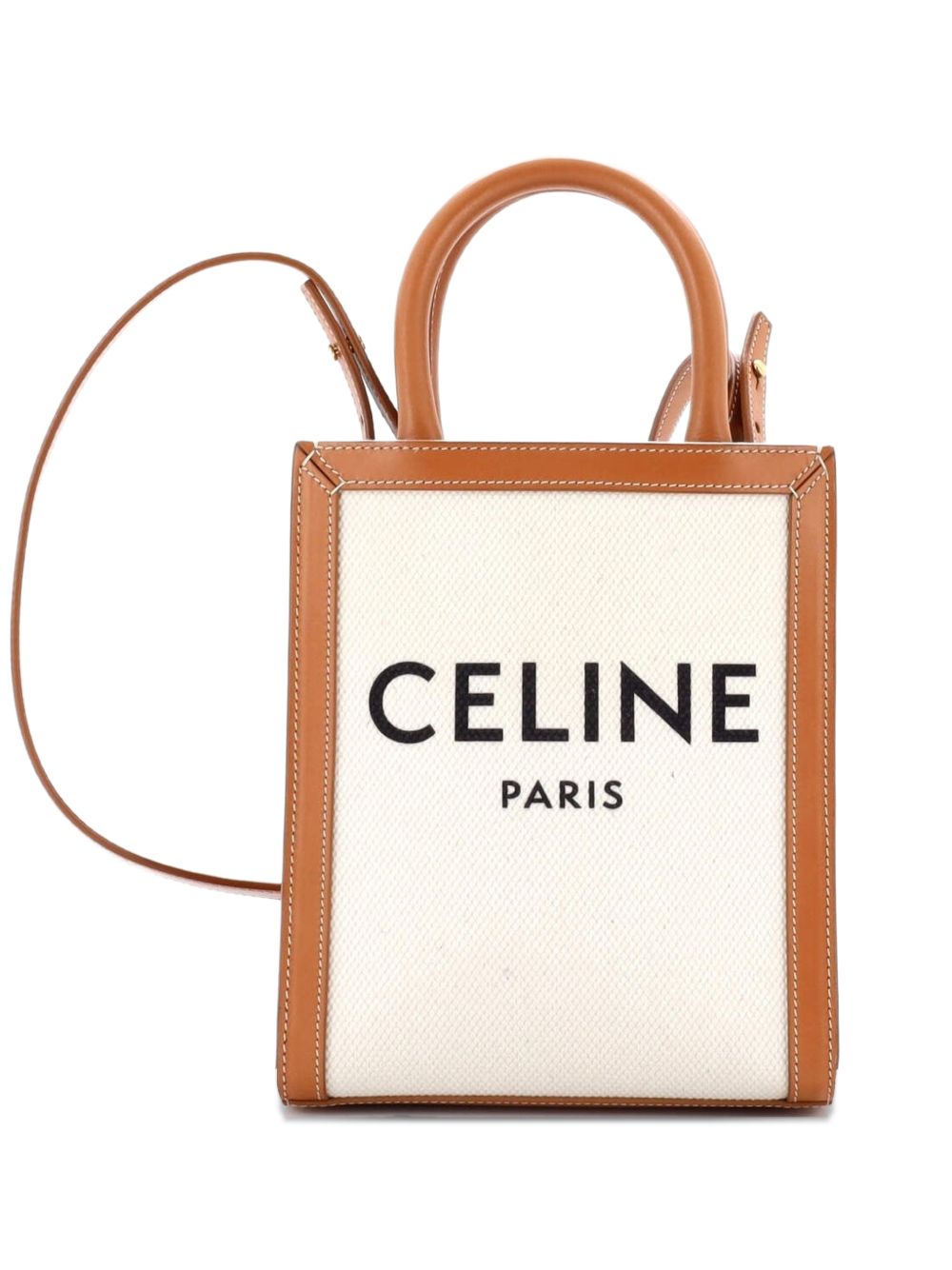 Vertical Cabas Canvas with Leather Mini tote bag