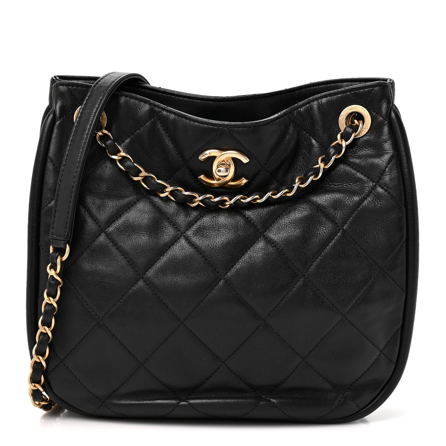 Chanel Shiny Lambskin Quilted Fashion Therapy Hobo Black