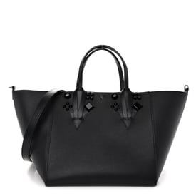 Christian Louboutin Calfskin Empire Spike Studded Small Cabachic Tote Black