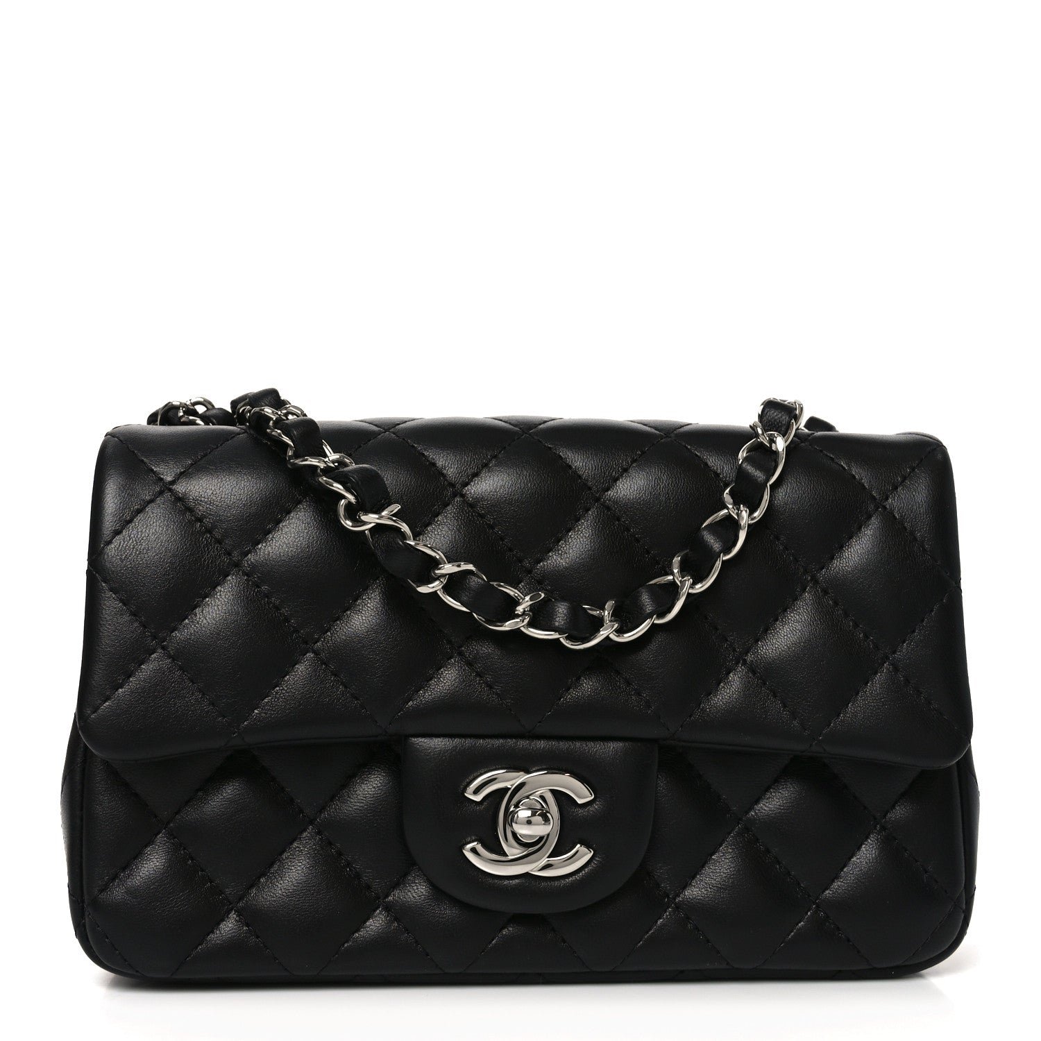 Chanel Lambskin Quilted Mini Rectangular Flap Black