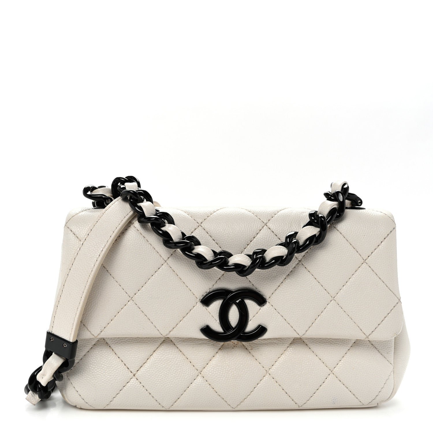 Chanel Caviar Quilted My Everything Small Flap White Black