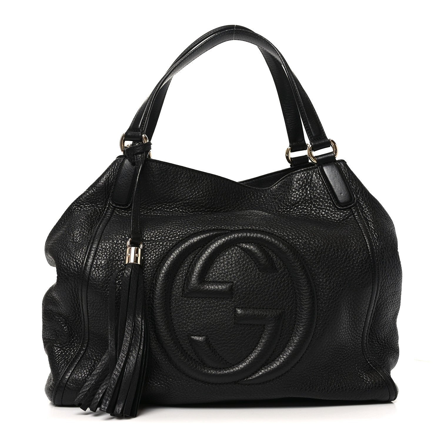 Gucci Pebbled Calfskin Medium Soho Chain Shoulder Bag Black