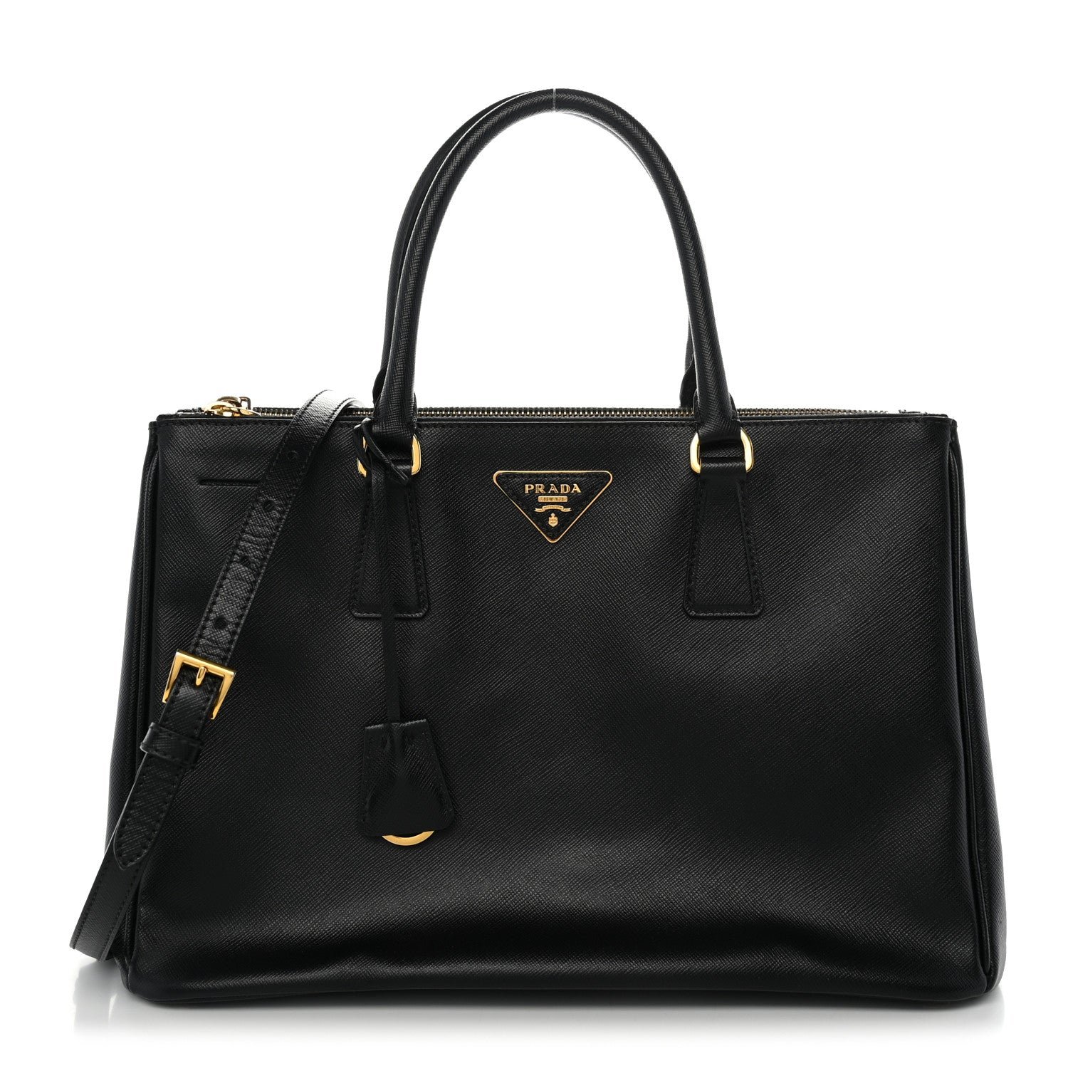 Prada Saffiano Medium Galleria Double Zip Tote Black