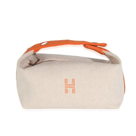 Hermes Hermès Natural Orange Canvas Large Bride-A-Brac Pouch