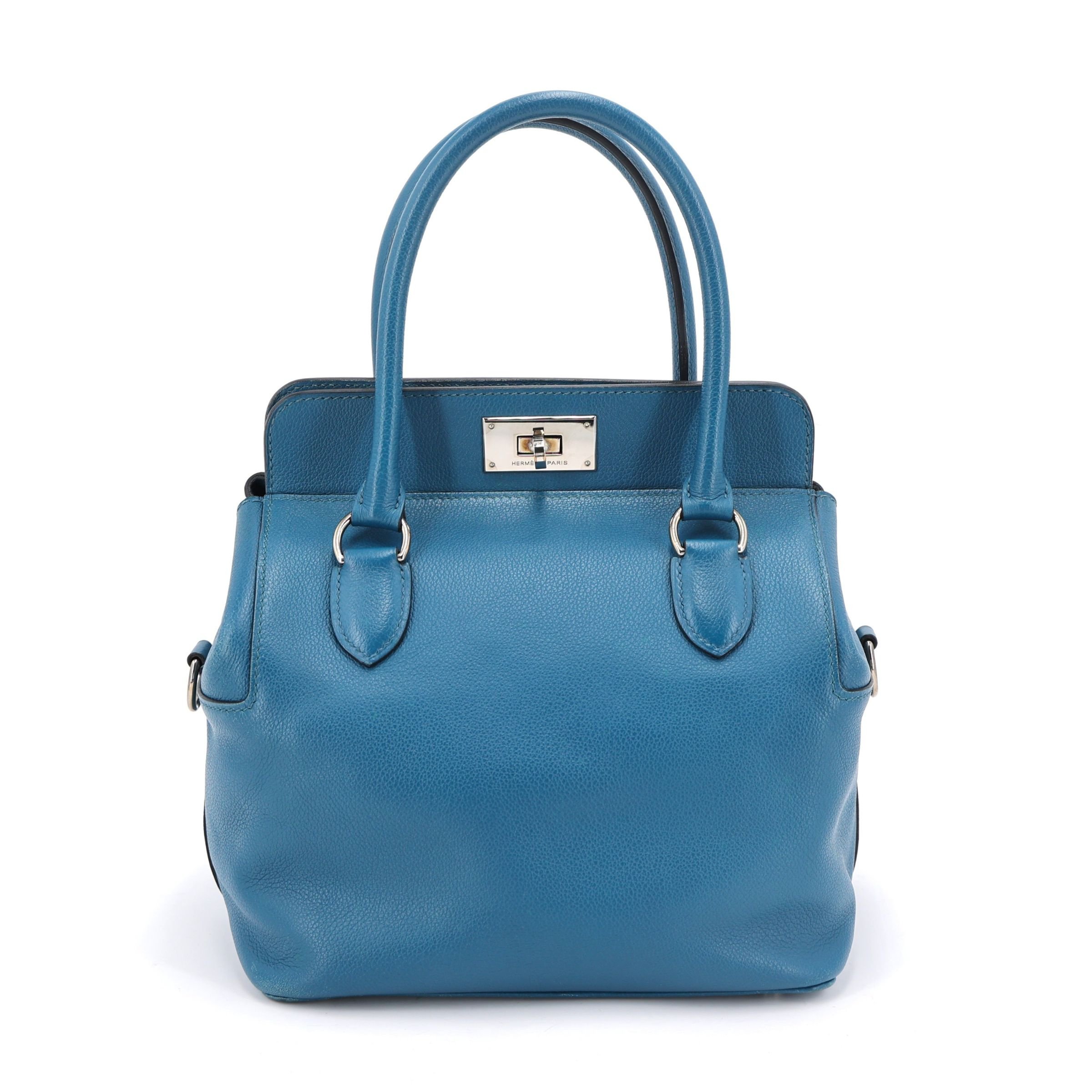 Hermes Very Good ( Rank A) HERMÈS Toolbox 20 Bleu de Galice (S7) Evercolor Palladium hardware Square O (2011)