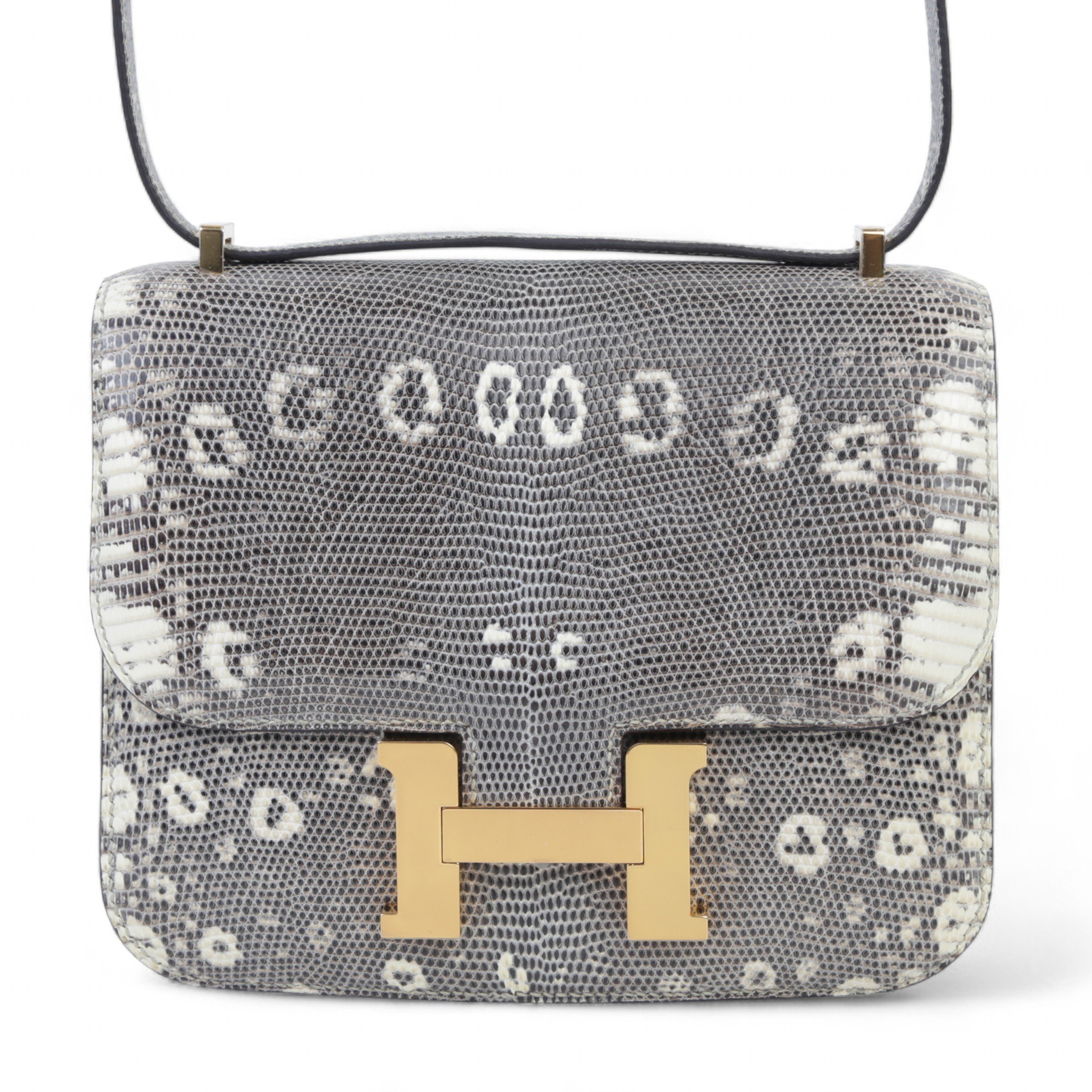 Hermes Unused ( Rank NS ) HERMÈS Constance Mini Ombre (1B) Lizard Gold hardware Z (2021)