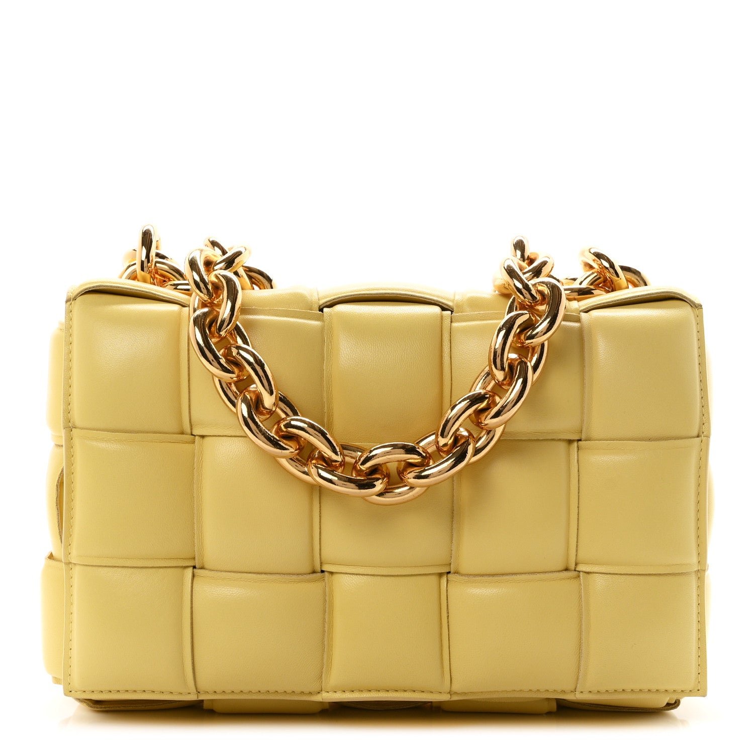 Bottega Veneta Lambskin Maxi Intreccio Padded Chain Cassette Crossbody Bag Corn