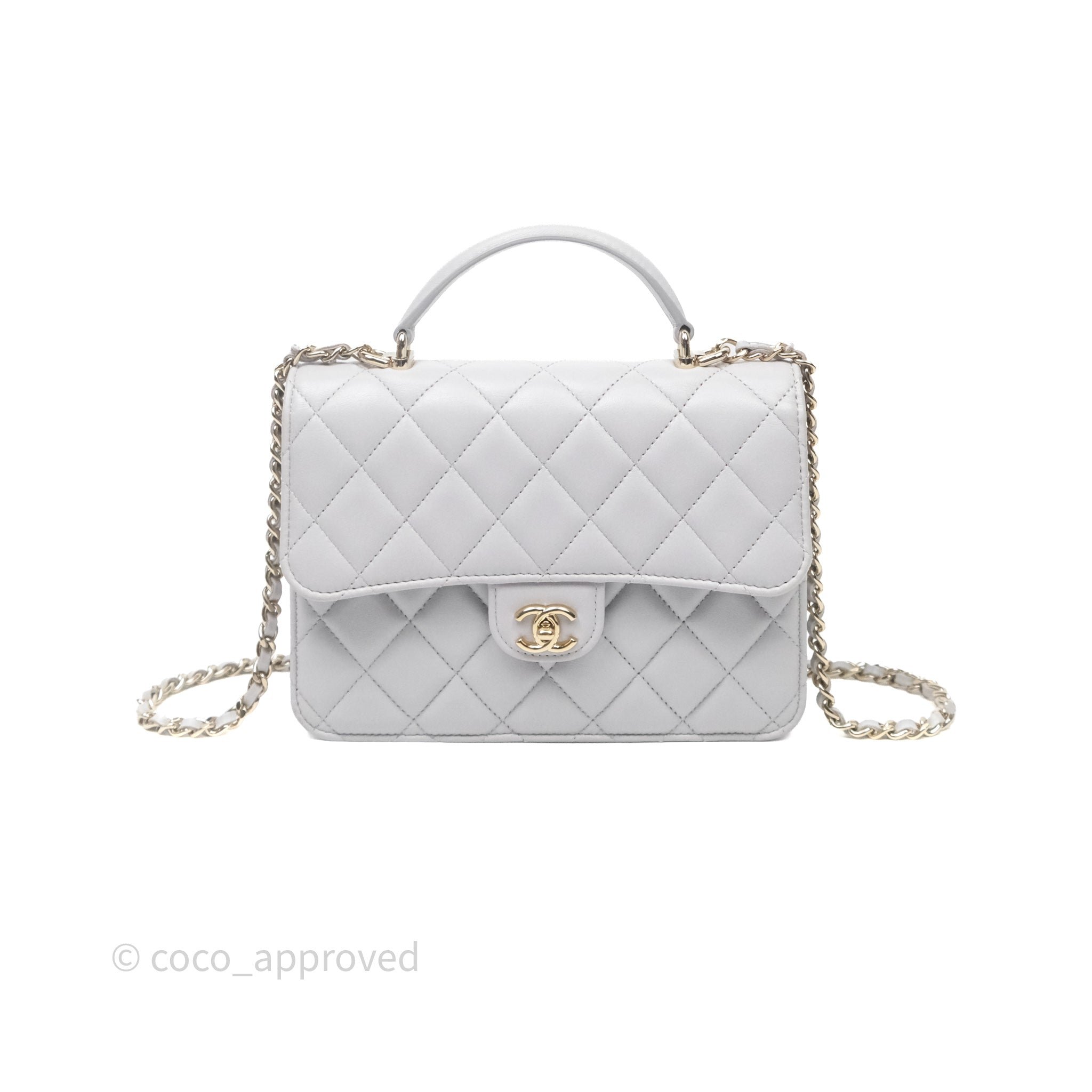 Chanel 3-in-1 Lambskin Quilted Grey Flap Handle Backpack Light Gold Hardware 25P
