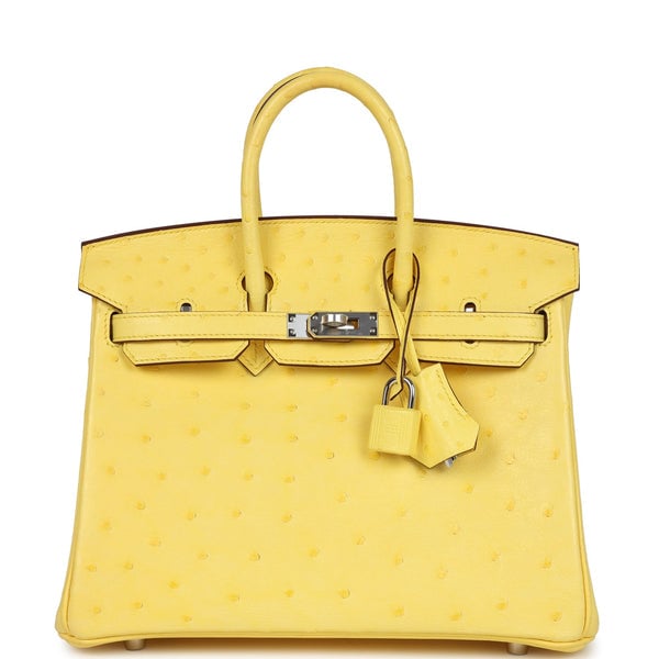 Hermes Hermes Birkin 25 Jaune Citron Ostrich Palladium Hardware