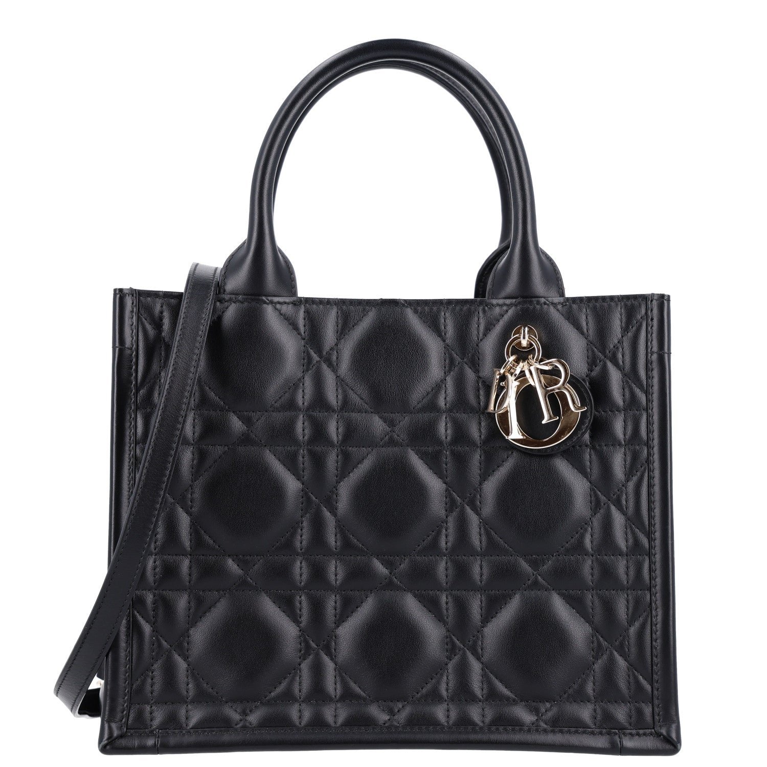 Christian Dior Calfskin Macro Cannage Small Book Tote Black