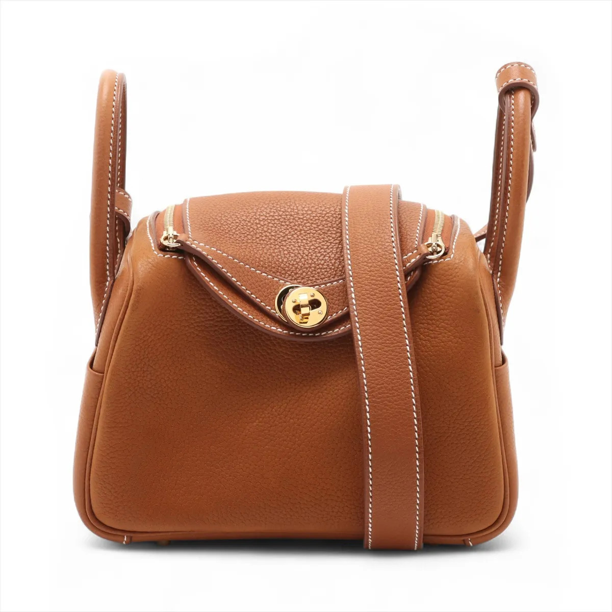 Hermès Lindy mini 20 Veau Barenia Faubourg Fauve Gold Metal Fittings