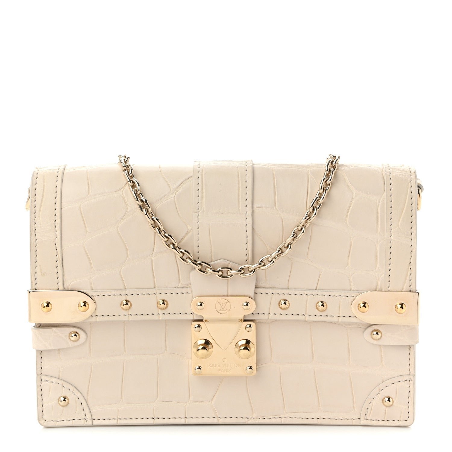 Louis Vuitton Alligator Trunk Chain Wallet Latte