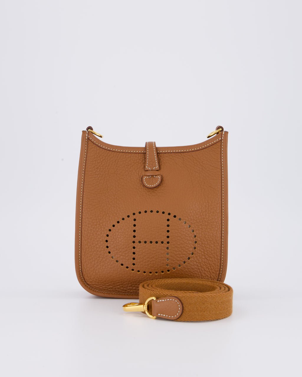 Hermès Mini Evelyne 16 Bag in Gold Taurillon Clemence Leather with Gold Hardware