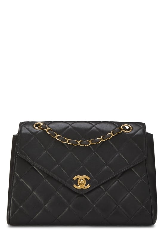Black Quilted Lambskin Envelope Flap Medium