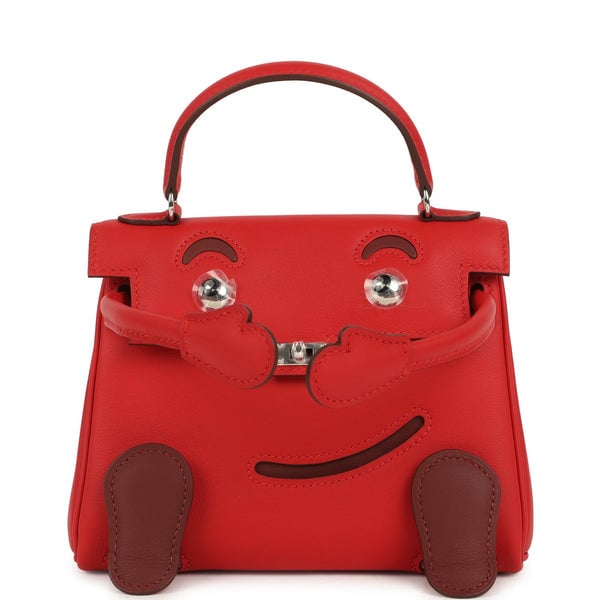 Hermes Hermes "Quelle Idolle" Kelly Doll Rouge Radieux and Rouge H Swift Palladium Hardware