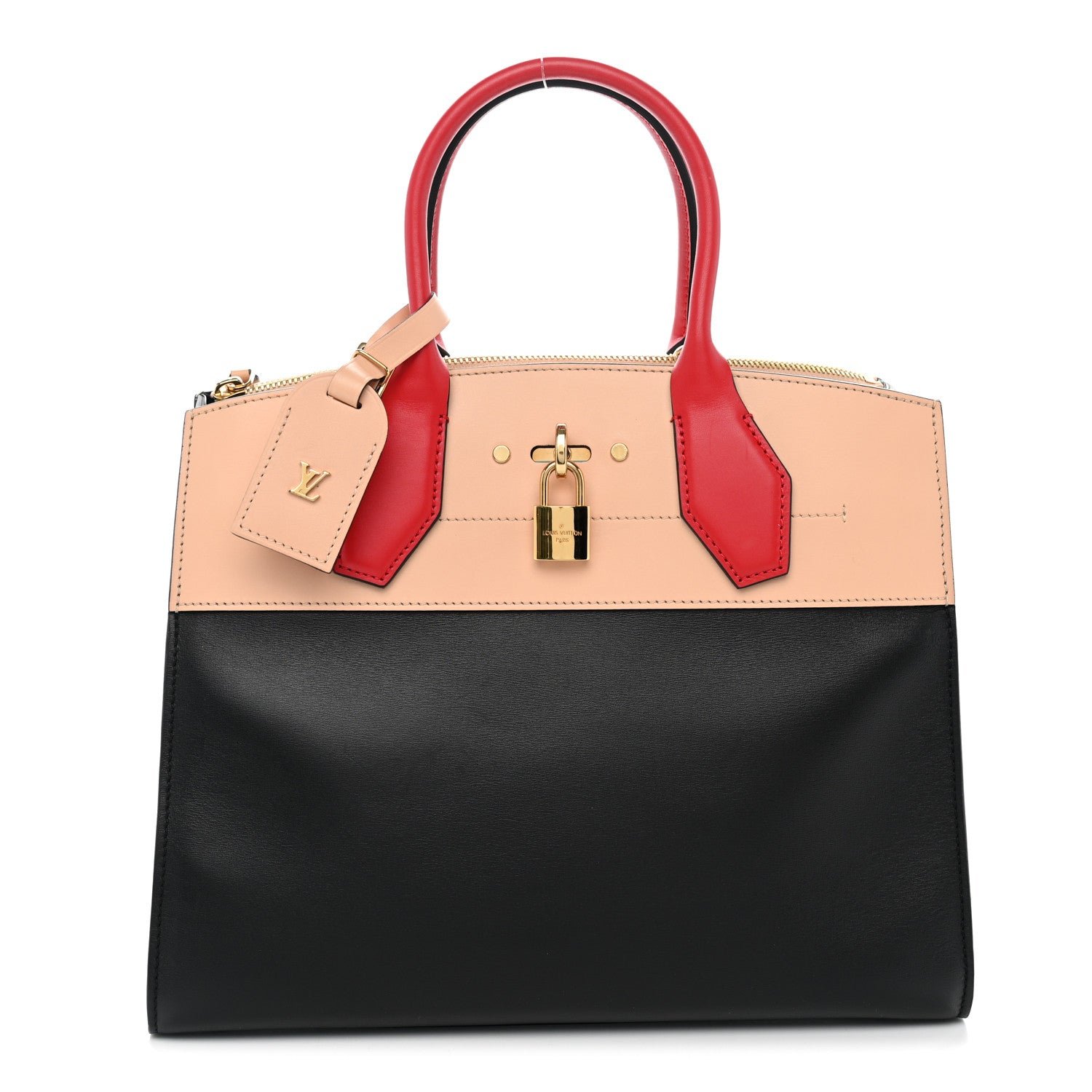 Louis Vuitton Calfskin City Steamer MM Black Creme Bourgogne