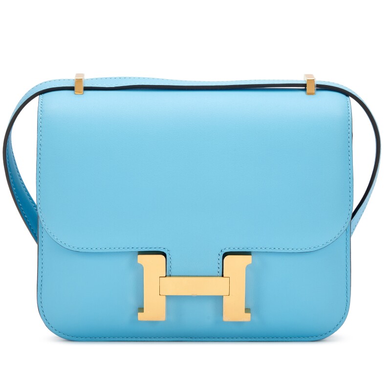 Hermes Bleu Celeste Swift Mini Constance 18 Gold Hardware, 2024