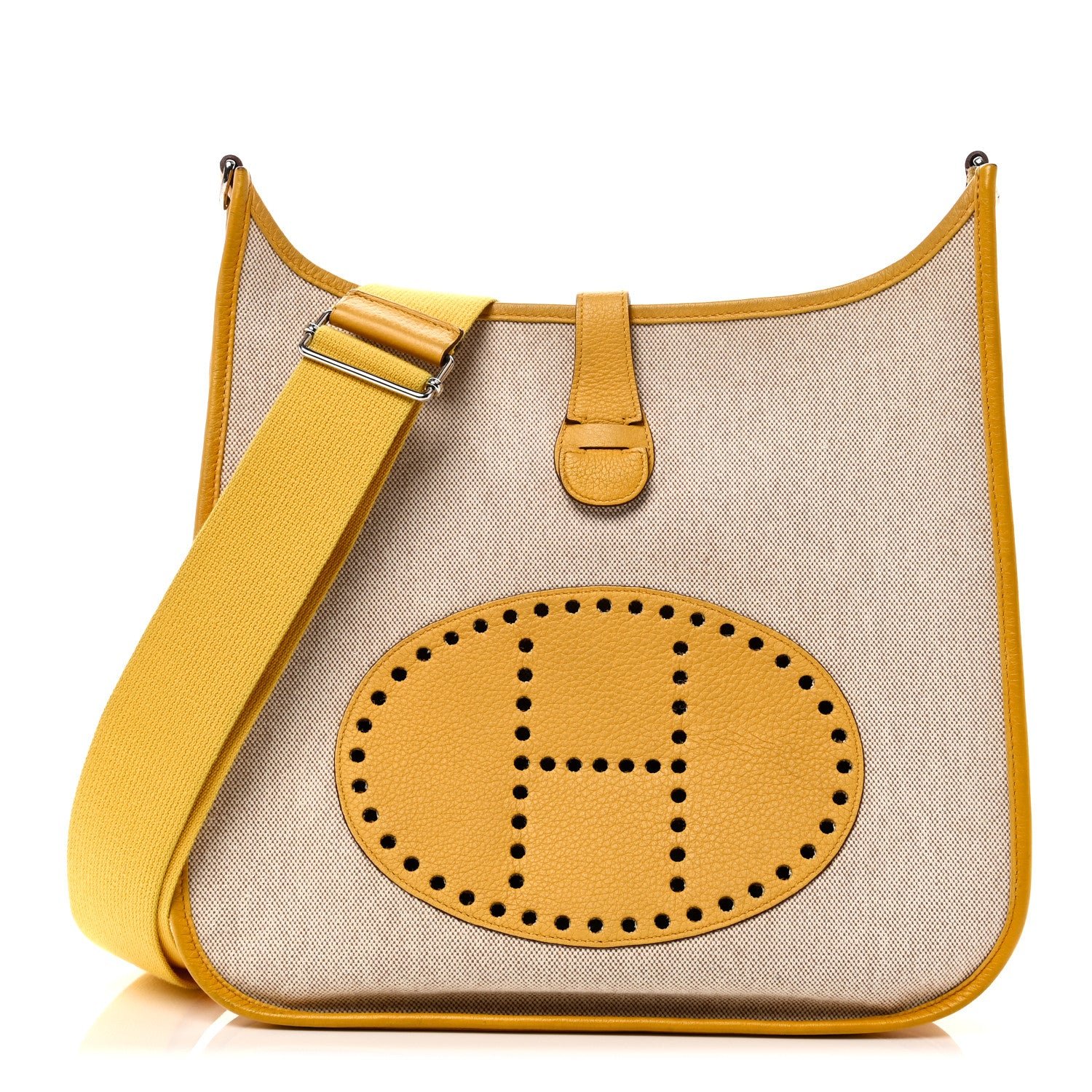 Hermes Toile Taurillon Clemence Evelyne III GM Jaune
