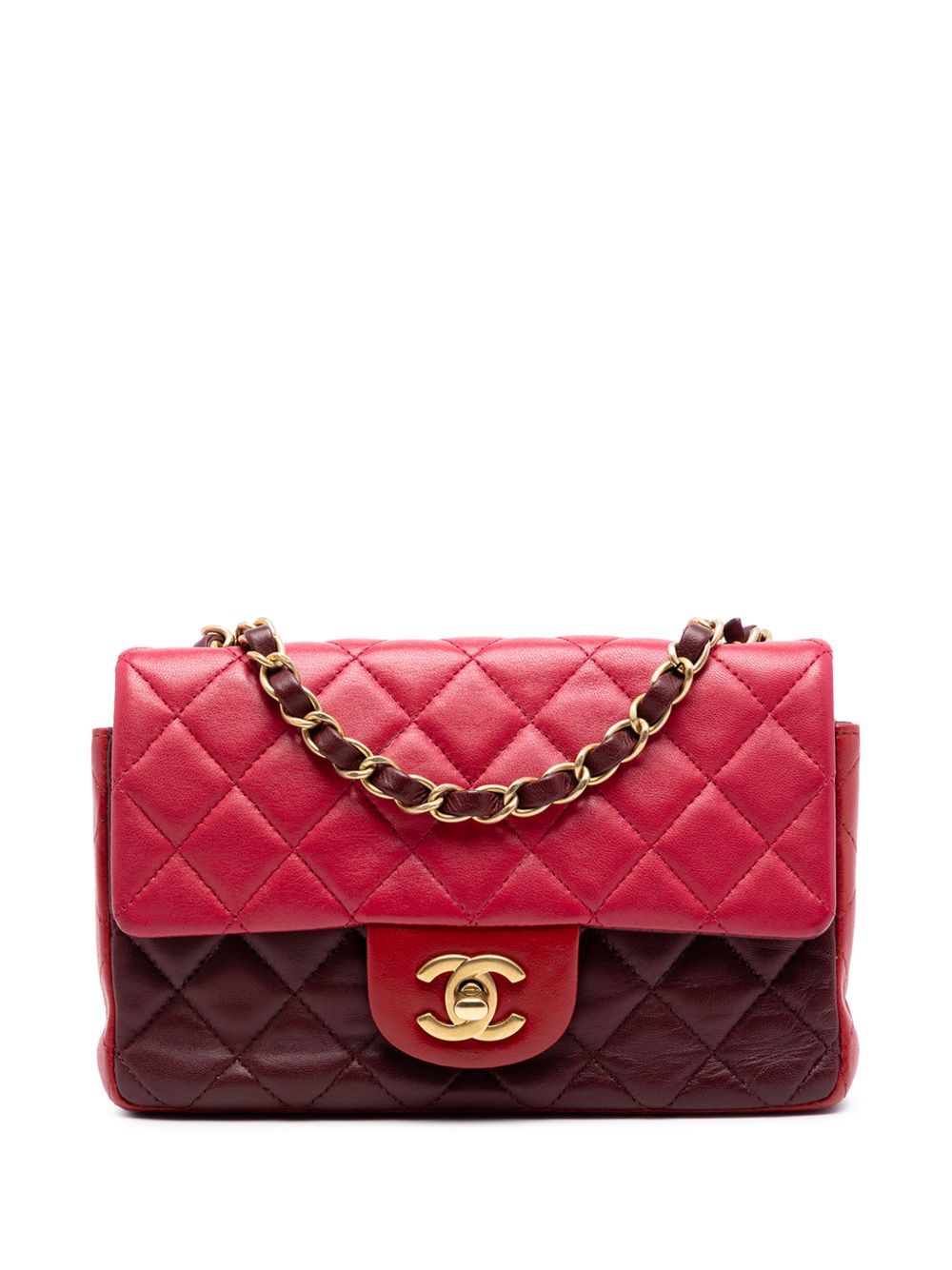 2015-2016 Mini Rectangular Classic Tricolor Lambskin Single Flap crossbody bag