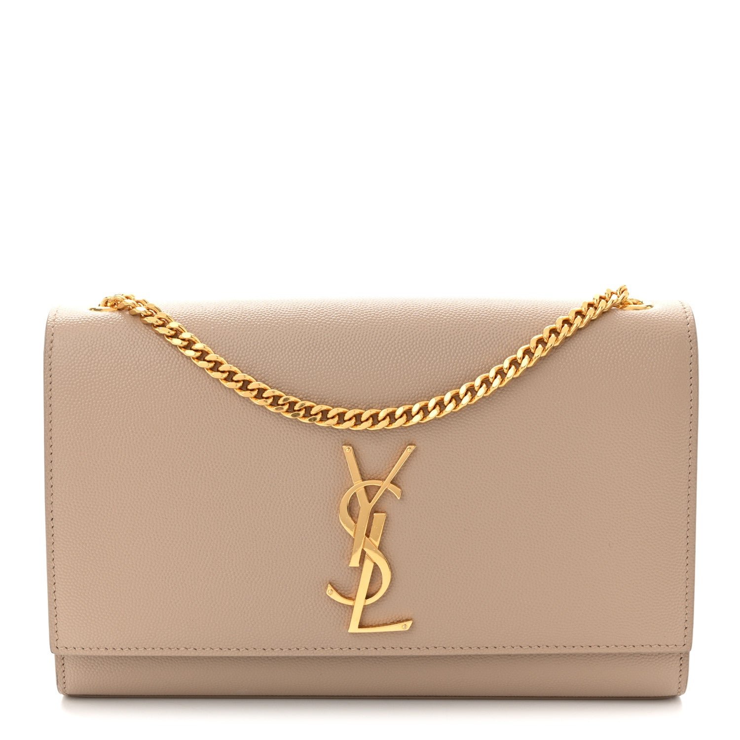 Saint Laurent Grain De Poudre Medium Monogram Kate Satchel Nude Powder