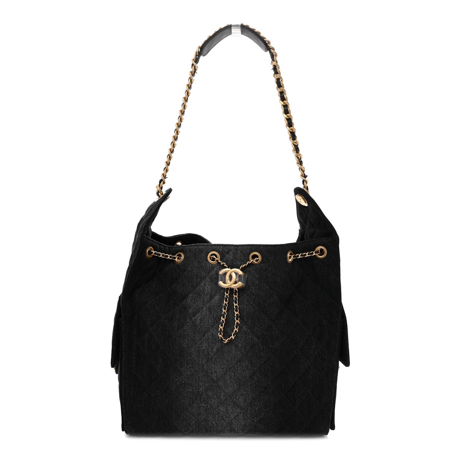Chanel Washed Denim Quilted Medium Chanel 25 Handbag Black