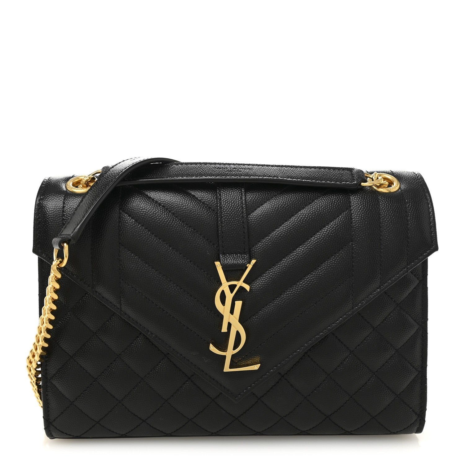 Saint Laurent Grain De Poudre Textured Mixed Matelasse Triquilt Medium Monogram Satchel Black