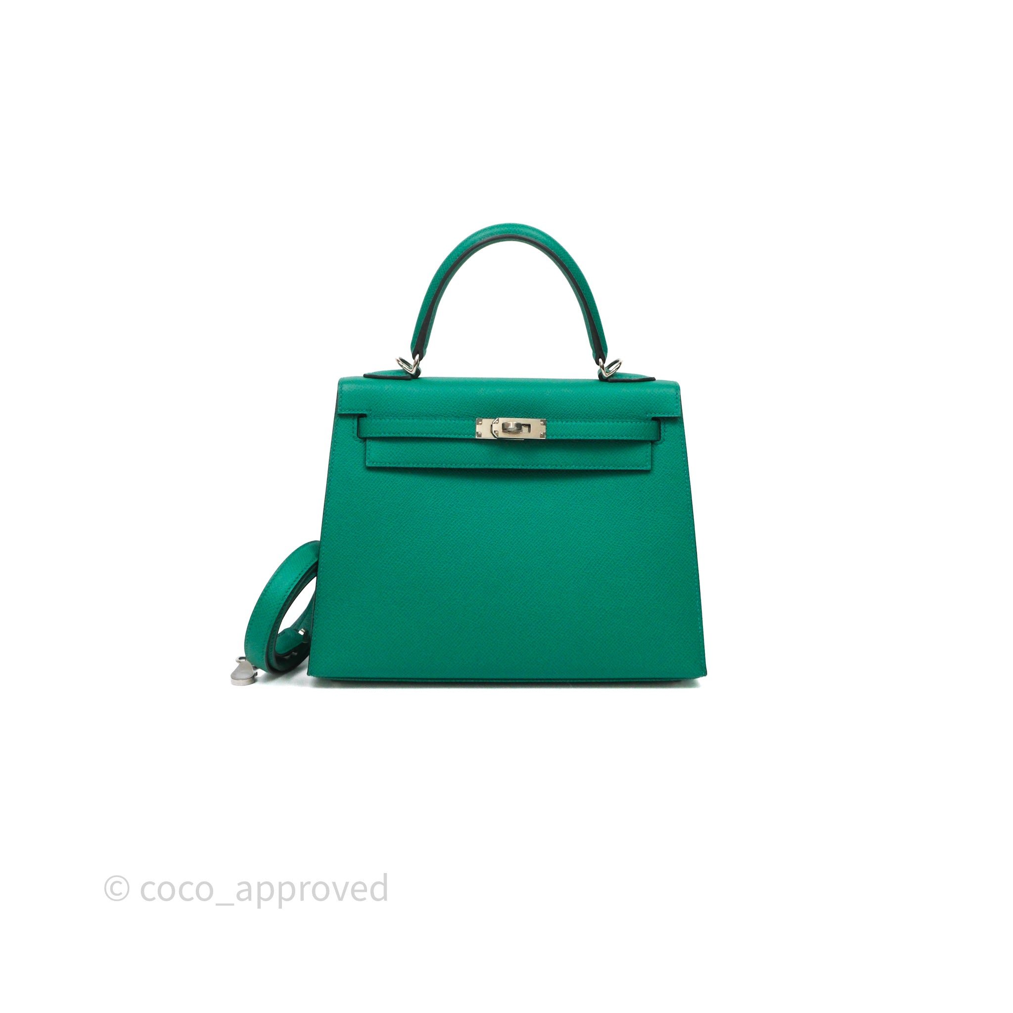Hermès Sellier Kelly 25 Vert Jade O6 Epsom Palladium Hardware