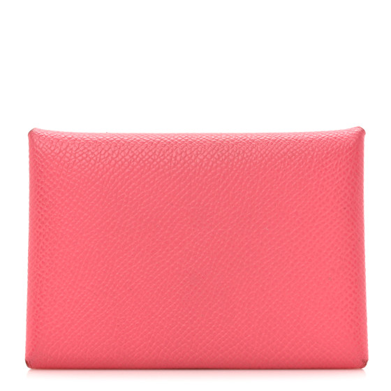 Hermes Epsom Calvi Duo Card Case Rose Azalee