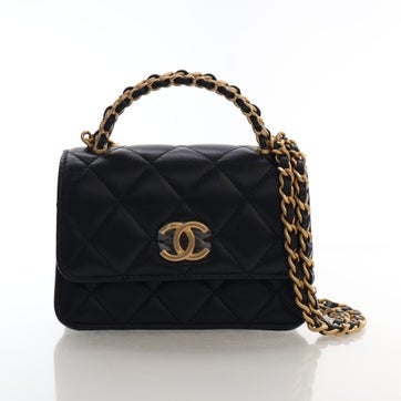 Lambskin Top Handle Flap Bag Mini
