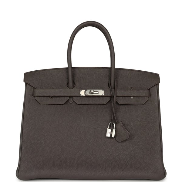 Pre-owned Hermes Birkin 35 Etain Togo Palladium Hardware