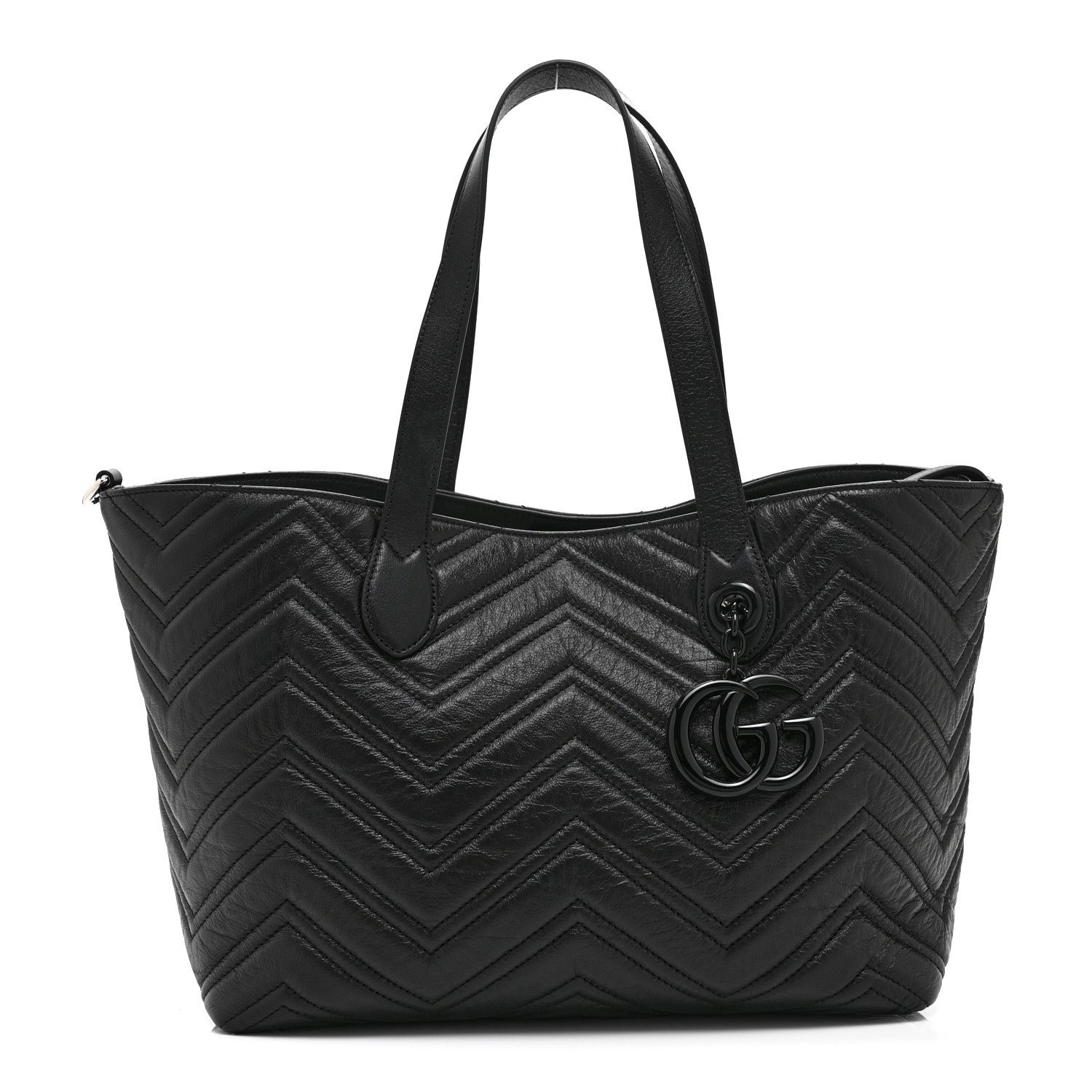 Gucci Soft Calfskin Matelasse Medium GG Marmont Tote Bag Black