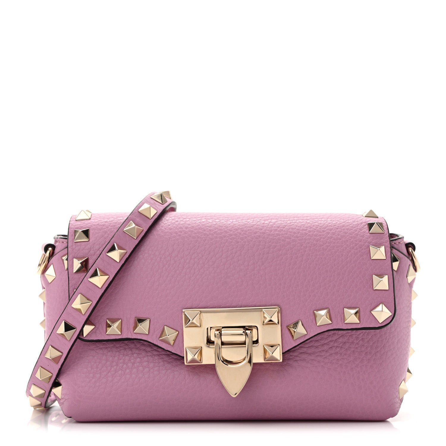 Valentino Garavani Pebbled Calfskin Mini Rockstud Crossbody Bag Giacinto