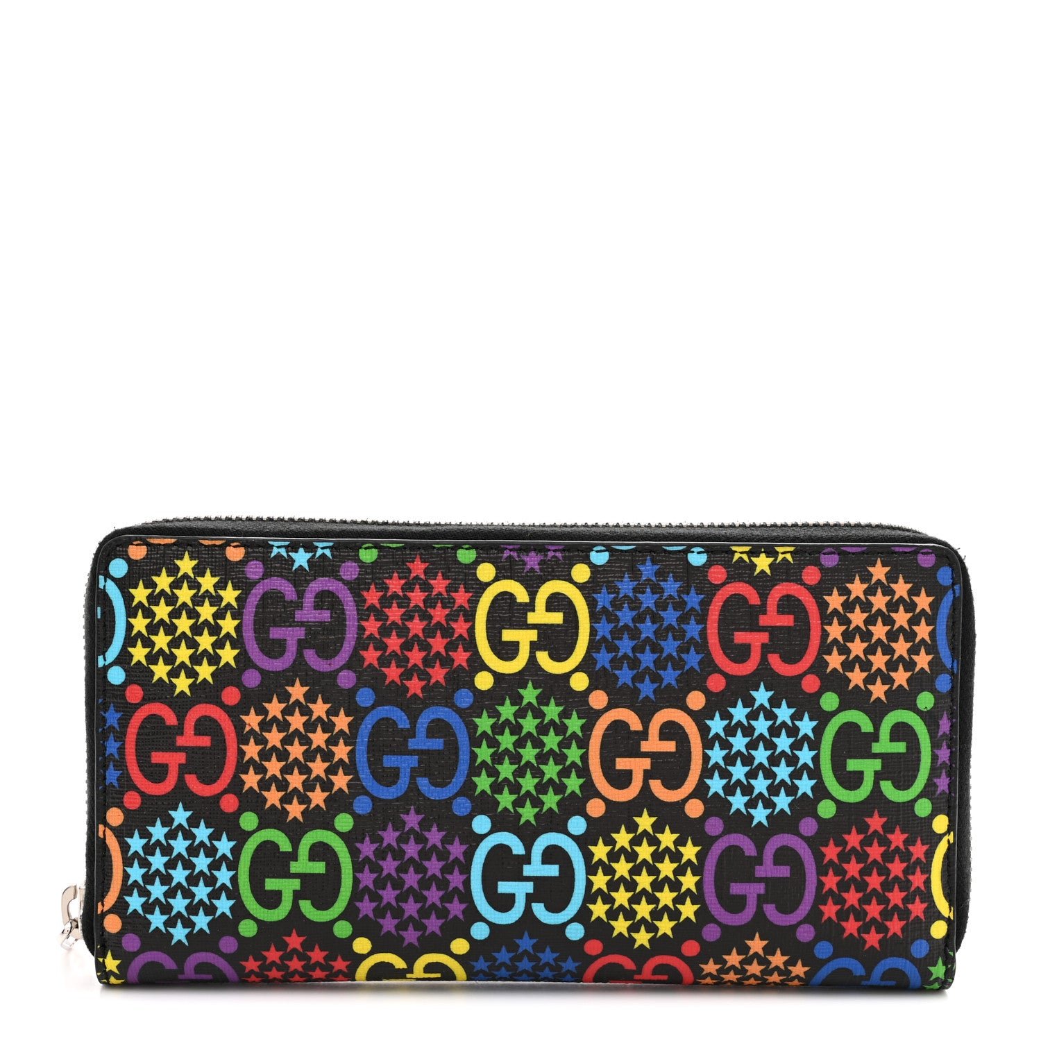 Gucci GG Supreme Monogram Psychedelic Zip Around Wallet Black Multicolor