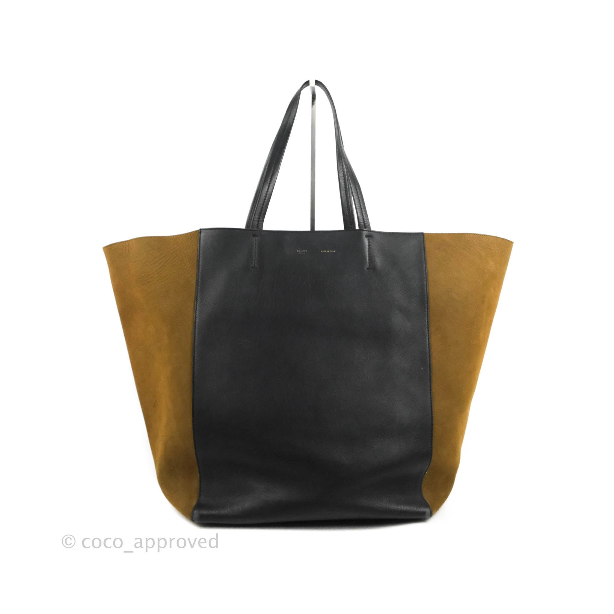 Celine Large Cabas Phantom Brown Suede Black Calfskin