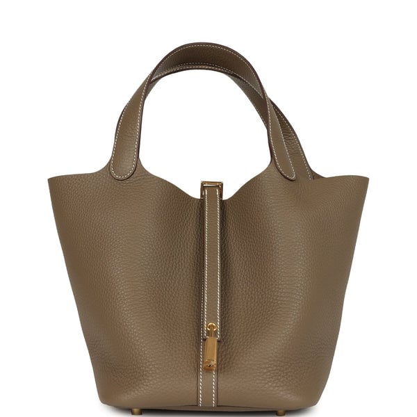 Hermes Picotin Lock 22 Etoupe Clemence Gold Hardware