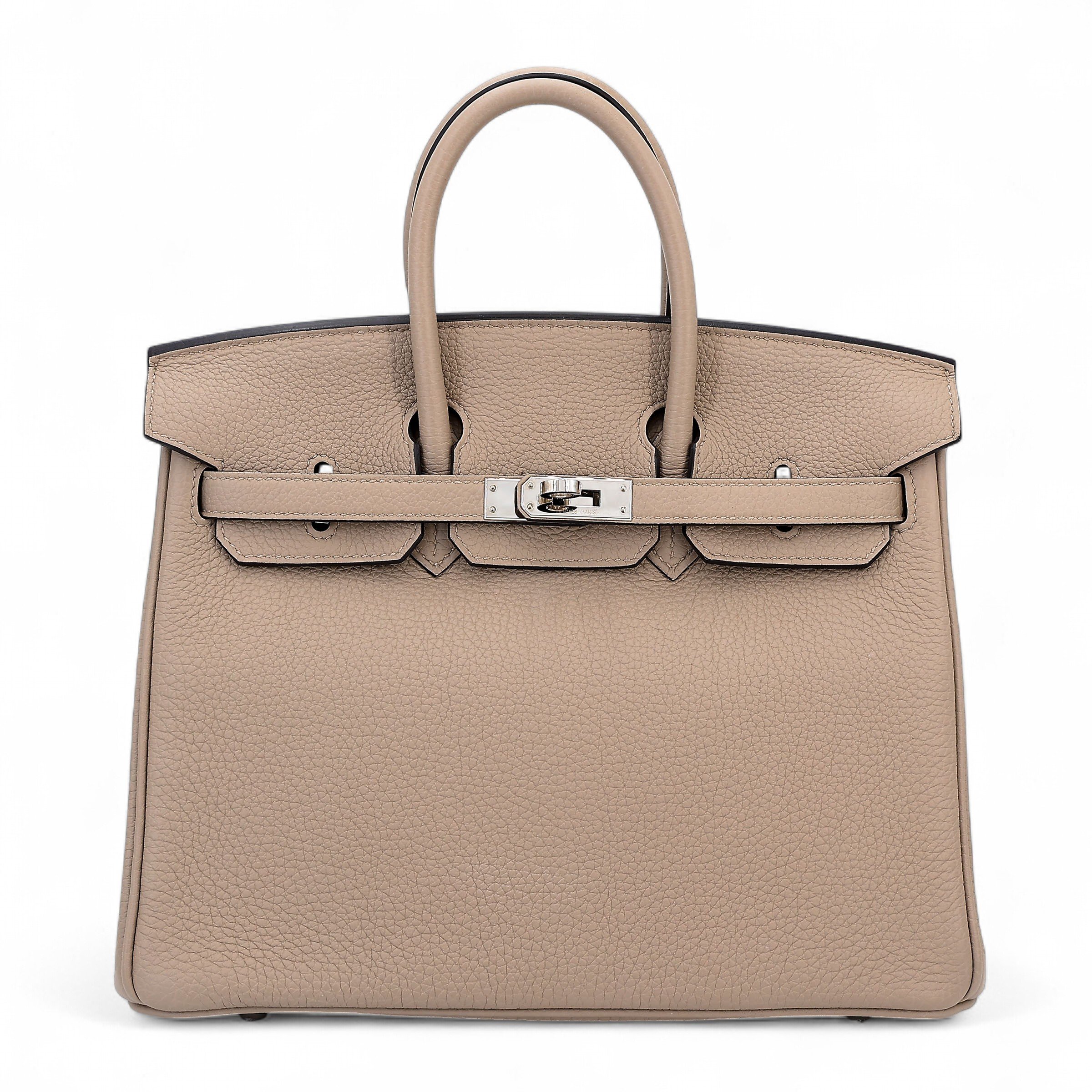 Hermes Excellent ( Rank SA ) HERMÈS Birkin 25 Gris Tourterelle (81) Togo Palladium hardware U (2022)