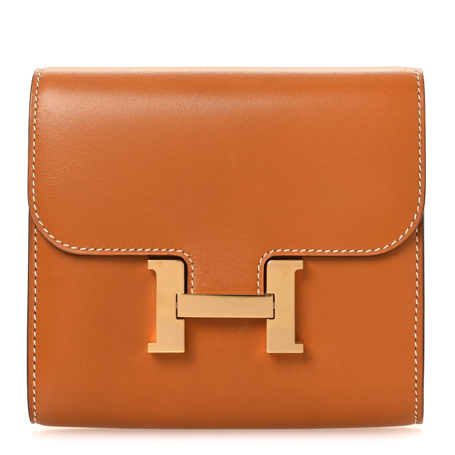 Hermes Tadelakt Constance Short Wallet Gold