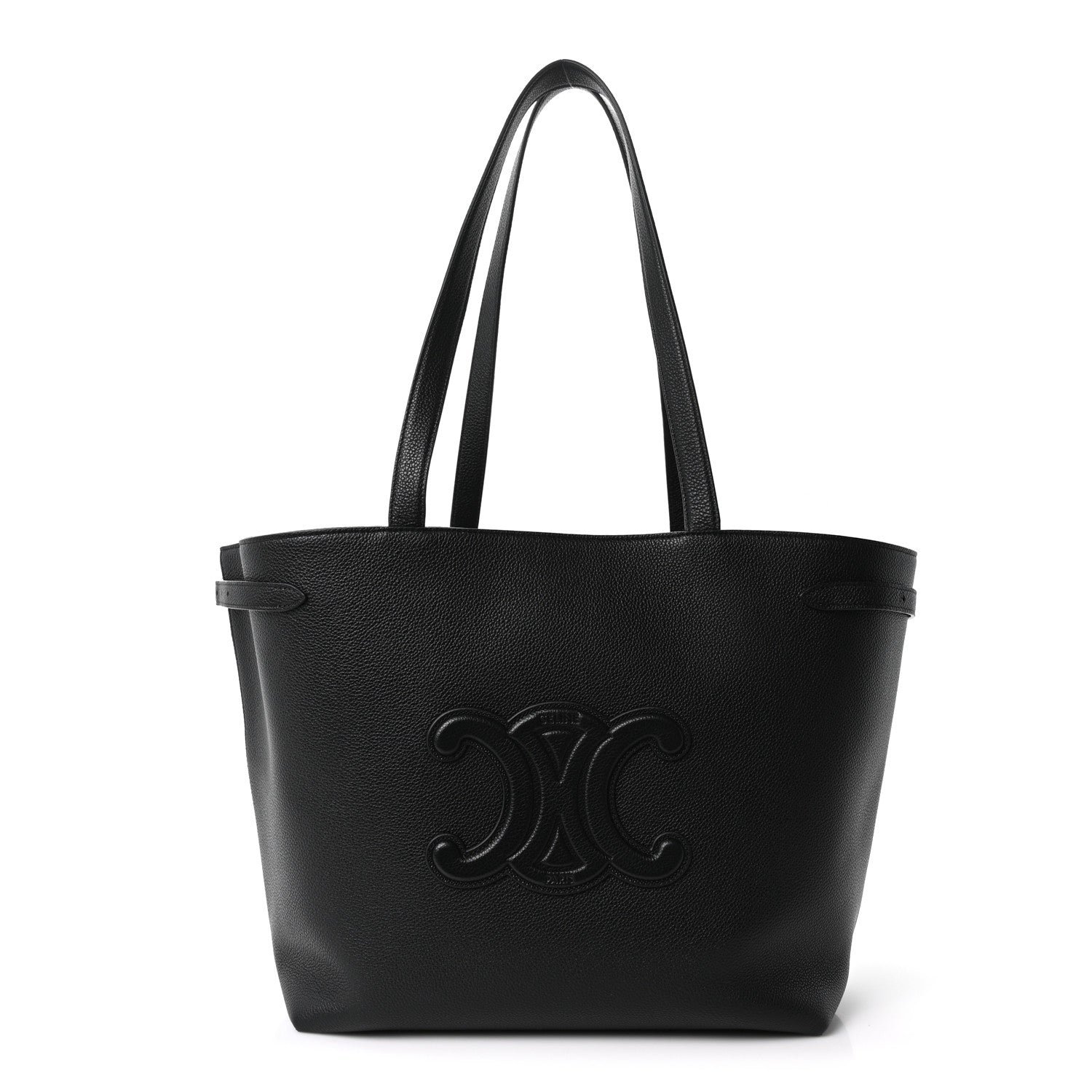 Celine Celine Grained Calfskin Triomphe Medium Cabas Anais Black