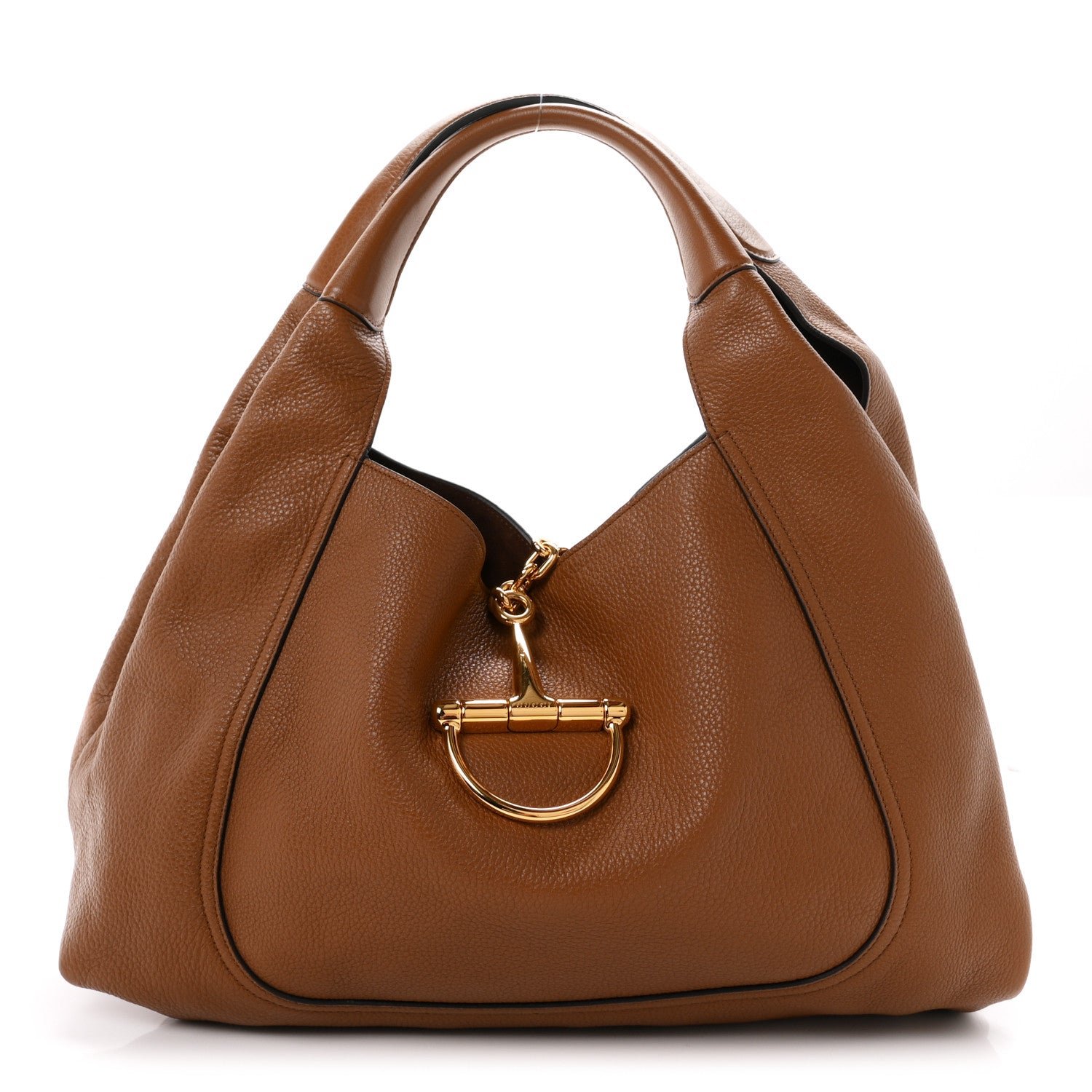 Grained Calfskin Softbit Maxi Shoulder Bag Brown