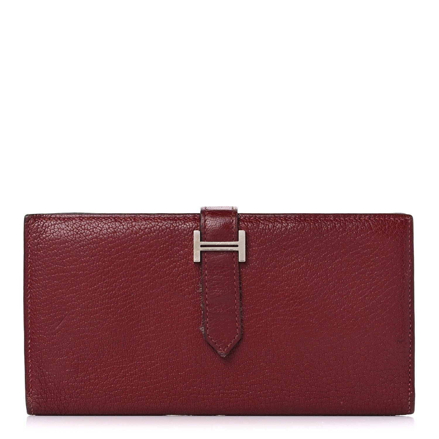Hermes Chèvre Mysore Bearn Gusset Wallet Rouge H